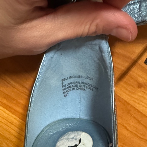 Madden Girl Metallic Blue Block Heel Sandals 9 - Picture 6 of 9